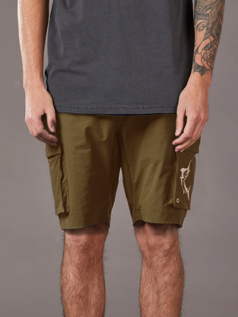 Just Another Fisherman ANGLER TECH CARGO SHORTS - KHAKI Apparel 5 Just Another Fisherman ANGLER TECH CARGO SHORTS - KHAKI Apparel