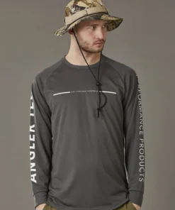 Just Another Fisherman ANGLER TECH LS TEE - CHARCOAL / WHITE