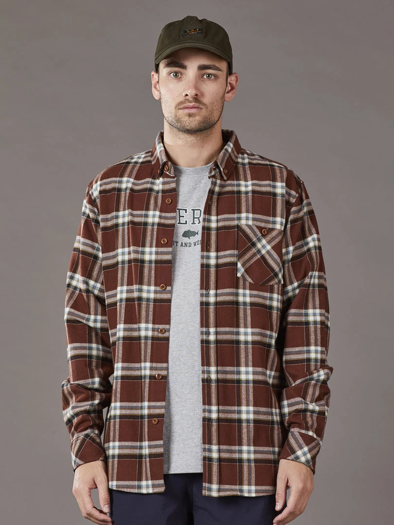 Just Another Fisherman BOATYARD SHIRT - BROWN CHECK Apparel 4 Just Another Fisherman BOATYARD SHIRT - BROWN CHECK Apparel