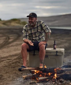 Just Another Fisherman BOATYARD SHIRT - MOSS/NAVY CHECK Apparel