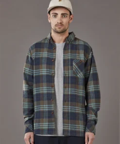 Just Another Fisherman Apparel BOATYARD SHIRT - OLIVE/BLUE