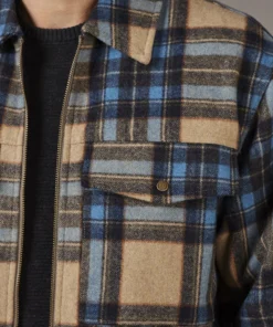 Just Another Fisherman Apparel CABIN CHECK JACKET - TAN/BLUE 15 Just Another Fisherman Apparel CABIN CHECK JACKET - TAN/BLUE