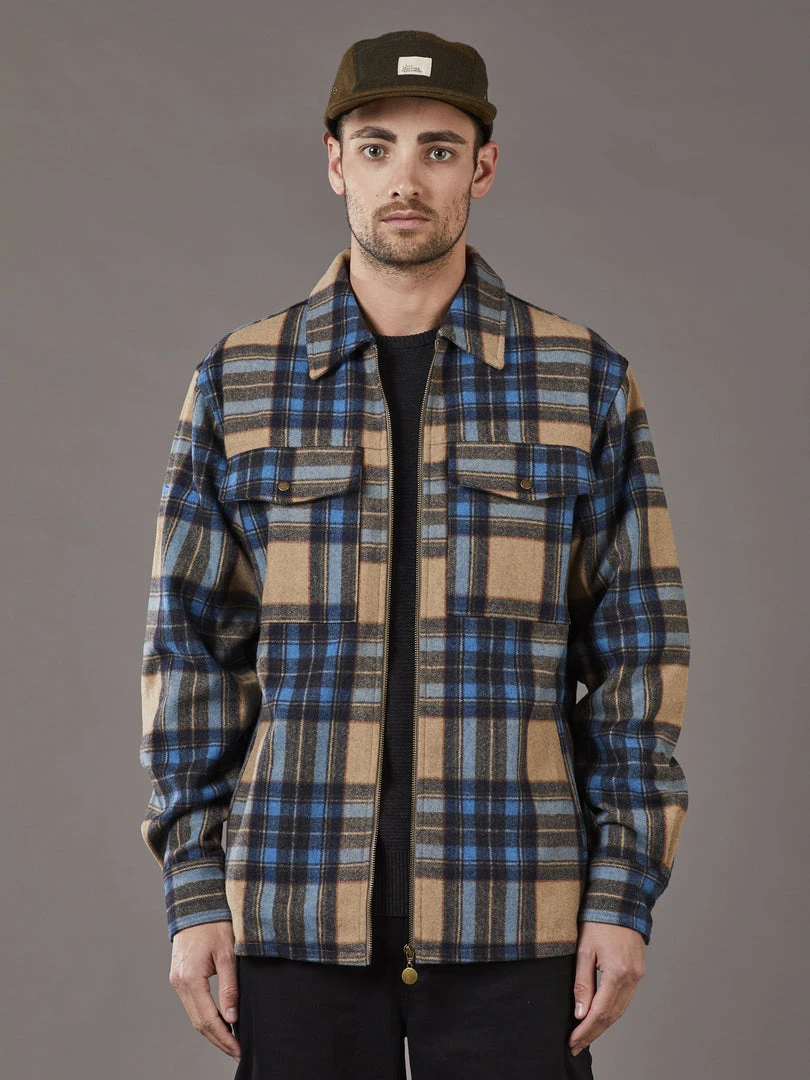 Just Another Fisherman Apparel CABIN CHECK JACKET - TAN/BLUE 4 Just Another Fisherman Apparel CABIN CHECK JACKET - TAN/BLUE