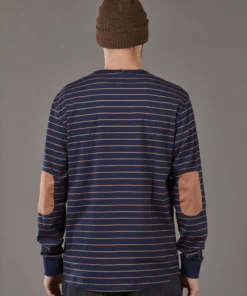 Just Another Fisherman CRITTER STRIPE LS TEE - NAVY/RUST
