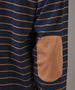 Just Another Fisherman CRITTER STRIPE LS TEE - NAVY/RUST