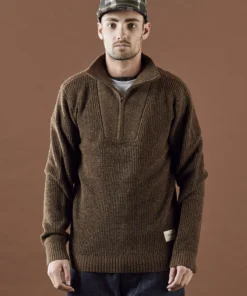 Just Another Fisherman DEEP SEA ZIP KNIT - BROWN