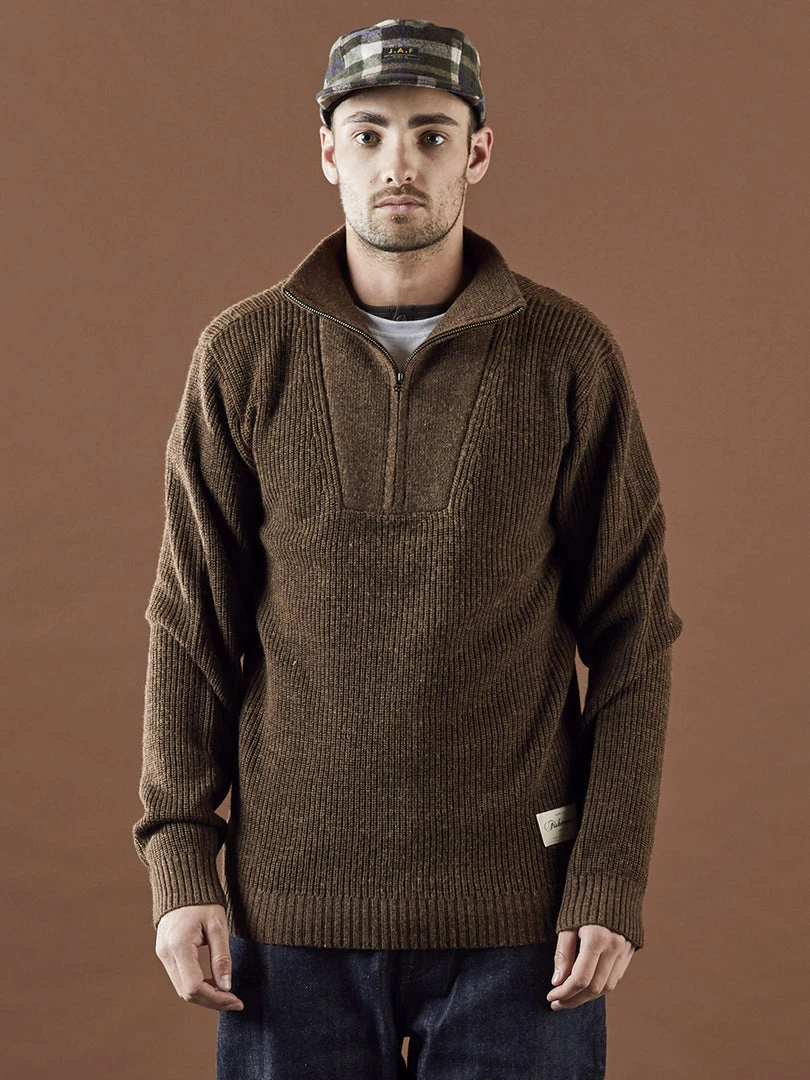 Just Another Fisherman DEEP SEA ZIP KNIT - BROWN 4 Just Another Fisherman DEEP SEA ZIP KNIT - BROWN