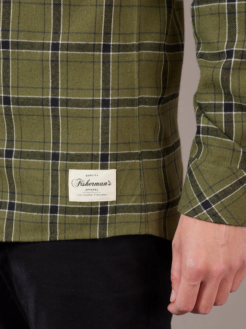Just Another Fisherman Apparel FLANAGAN FLANNEL SHIRT - MILITARY OLIVE/BLACK CHECK 8 Just Another Fisherman Apparel FLANAGAN FLANNEL SHIRT - MILITARY OLIVE/BLACK CHECK