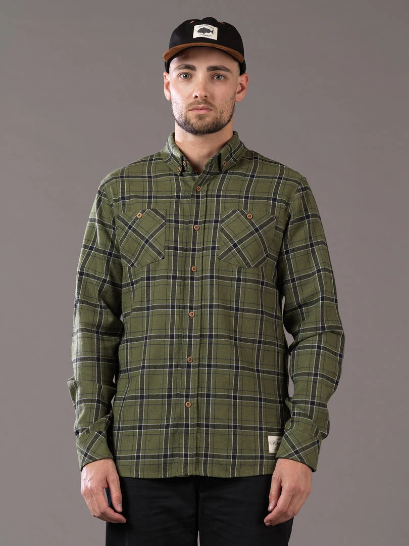 Just Another Fisherman Apparel FLANAGAN FLANNEL SHIRT - MILITARY OLIVE/BLACK CHECK 5 Just Another Fisherman Apparel FLANAGAN FLANNEL SHIRT - MILITARY OLIVE/BLACK CHECK
