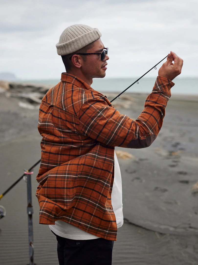 Just Another Fisherman FLANAGAN FLANNEL SHIRT - RUST/BROWN CHECK 5 Just Another Fisherman FLANAGAN FLANNEL SHIRT - RUST/BROWN CHECK