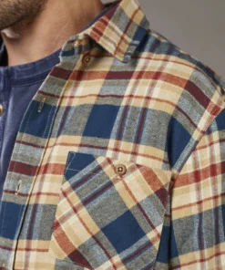 Just Another Fisherman Apparel FLANAGAN FLANNEL SHIRT - TAN/BLUE