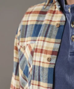 Just Another Fisherman Apparel FLANAGAN FLANNEL SHIRT - TAN/BLUE