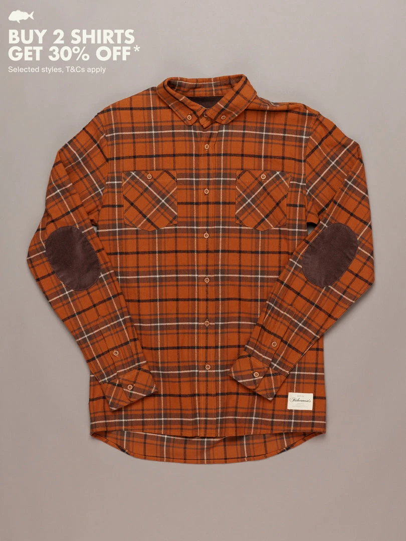 Just Another Fisherman FLANAGAN FLANNEL SHIRT - RUST/BROWN CHECK 3 Just Another Fisherman FLANAGAN FLANNEL SHIRT - RUST/BROWN CHECK