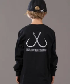 Just Another Fisherman LITTLE ANGLERS HOOK LS TEE - BLACK