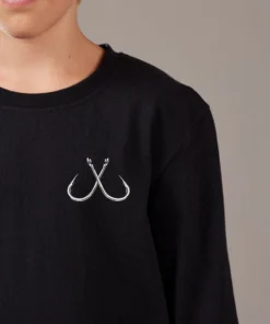 Just Another Fisherman LITTLE ANGLERS HOOK LS TEE - BLACK