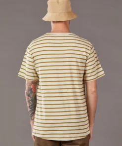 Just Another Fisherman Apparel MAC STRIPE TEE - NATURAL/KHAKI/ORANGE