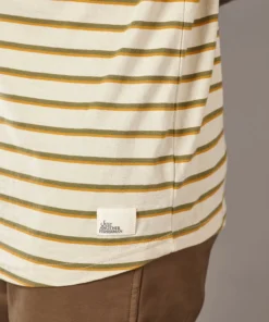 Just Another Fisherman Apparel MAC STRIPE TEE - NATURAL/KHAKI/ORANGE