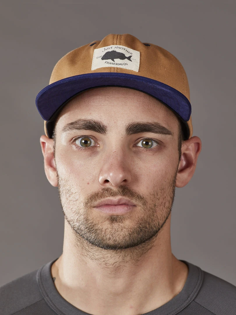 Just Another Fisherman OLD SEA DOG CAP - TAN/NAVY 4 Just Another Fisherman OLD SEA DOG CAP - TAN/NAVY