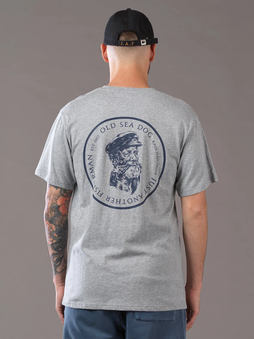 Just Another Fisherman OLD SEA DOG TEE - GREY MARLE/NAVY 4 Just Another Fisherman OLD SEA DOG TEE - GREY MARLE/NAVY