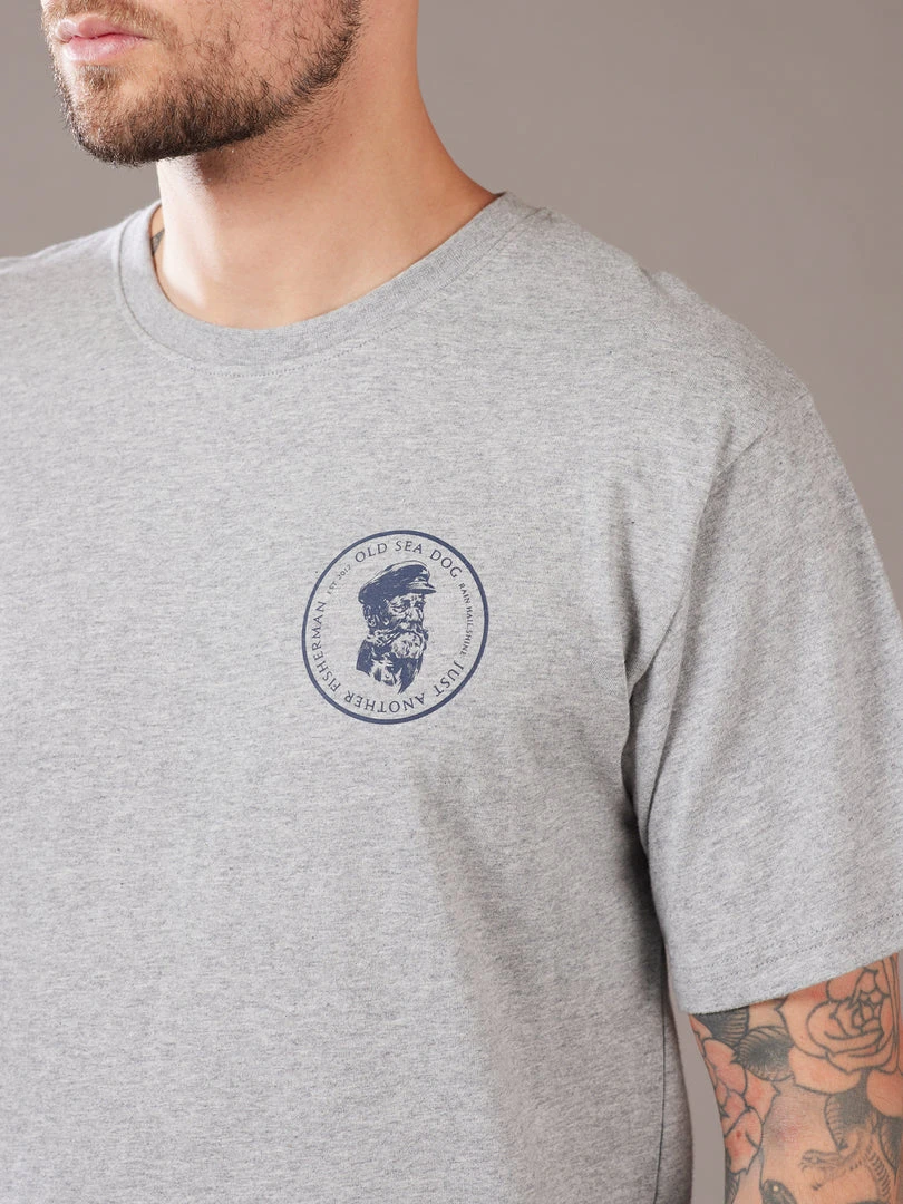 Just Another Fisherman OLD SEA DOG TEE - GREY MARLE/NAVY 7 Just Another Fisherman OLD SEA DOG TEE - GREY MARLE/NAVY
