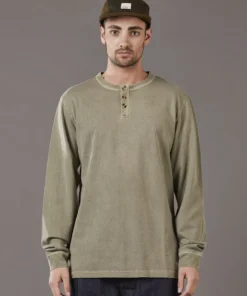 Just Another Fisherman Apparel ROUGH SEA HENLEY - MILITARY GREEN
