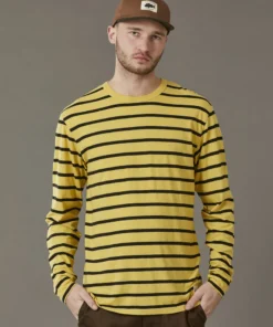 Just Another Fisherman RE-ISSUE ROUGH SEA LS TEE - WASHED YELLOW/BLACK