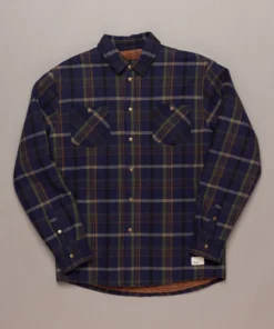 Just Another Fisherman Apparel SEAPORT SHEARLING SHIRT - NAVY/GREEN