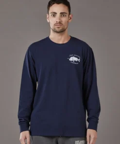 Just Another Fisherman Apparel SNAPPER LOGO LS TEE - NAVY