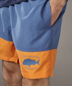 Just Another Fisherman Apparel SNAPPER LOGO SHORTS - BLUE/ORANGE