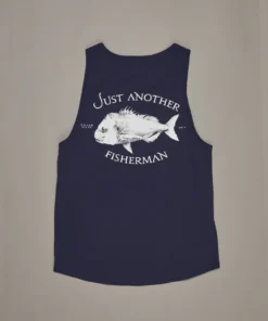 Just Another Fisherman SNAPPER LOGO SINGLET - NAVY Apparel