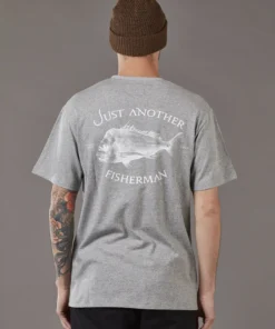 Just Another Fisherman Apparel SNAPPER LOGO TEE - GREY MARLE / WHITE