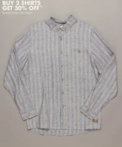 Just Another Fisherman STRIPE ANCHORAGE SHIRT - BLUE/MOSS STRIPE Apparel